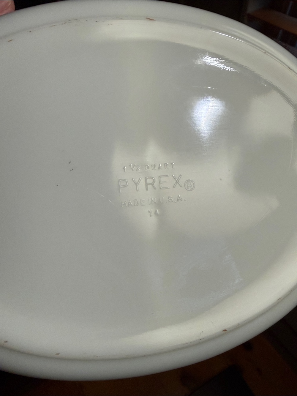Pyrex White Milk Glass Divided Casserole with Black Barb Wire Design - Picture 5 of 10